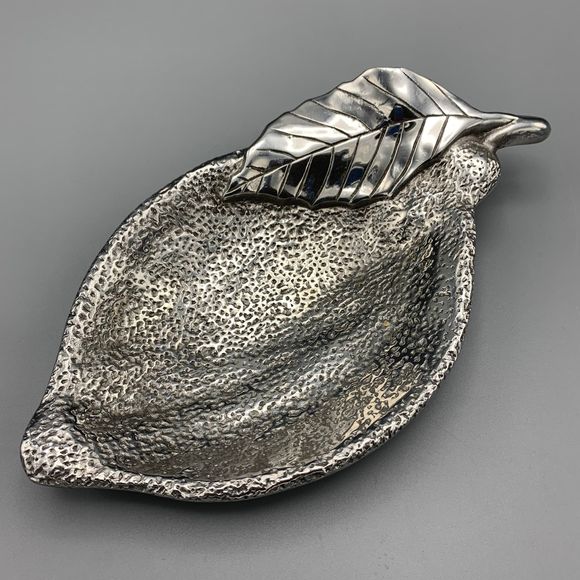 Vtg Mariposa Brillante Cast Aluminum Pewter Lemon Lime Shaped Candy Dish 1998